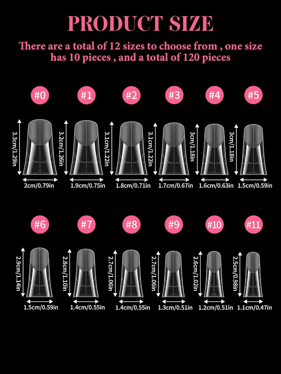 TOROKOM 120Pcs Poly Extension Gel Dual Nail Forms Nail Forms Full Cover Coffin Nail Molds 12 Sizes for Gel Manicure Nail Art Design Salon&DIY