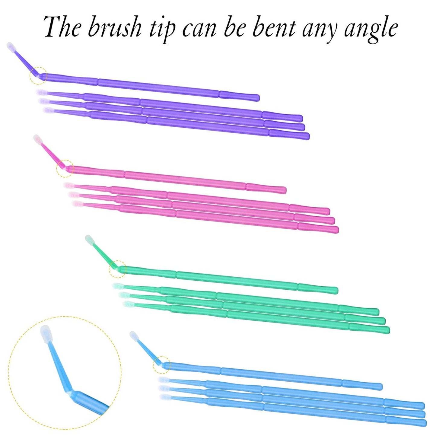 500 PCS Disposable Micro Applicator Brush, Gelme Nutri Micro swabs,Head Bendable Ultrafine Eyelash Extension Brushes for Makeup and Personal Care ?Deep purple 1.5mm?