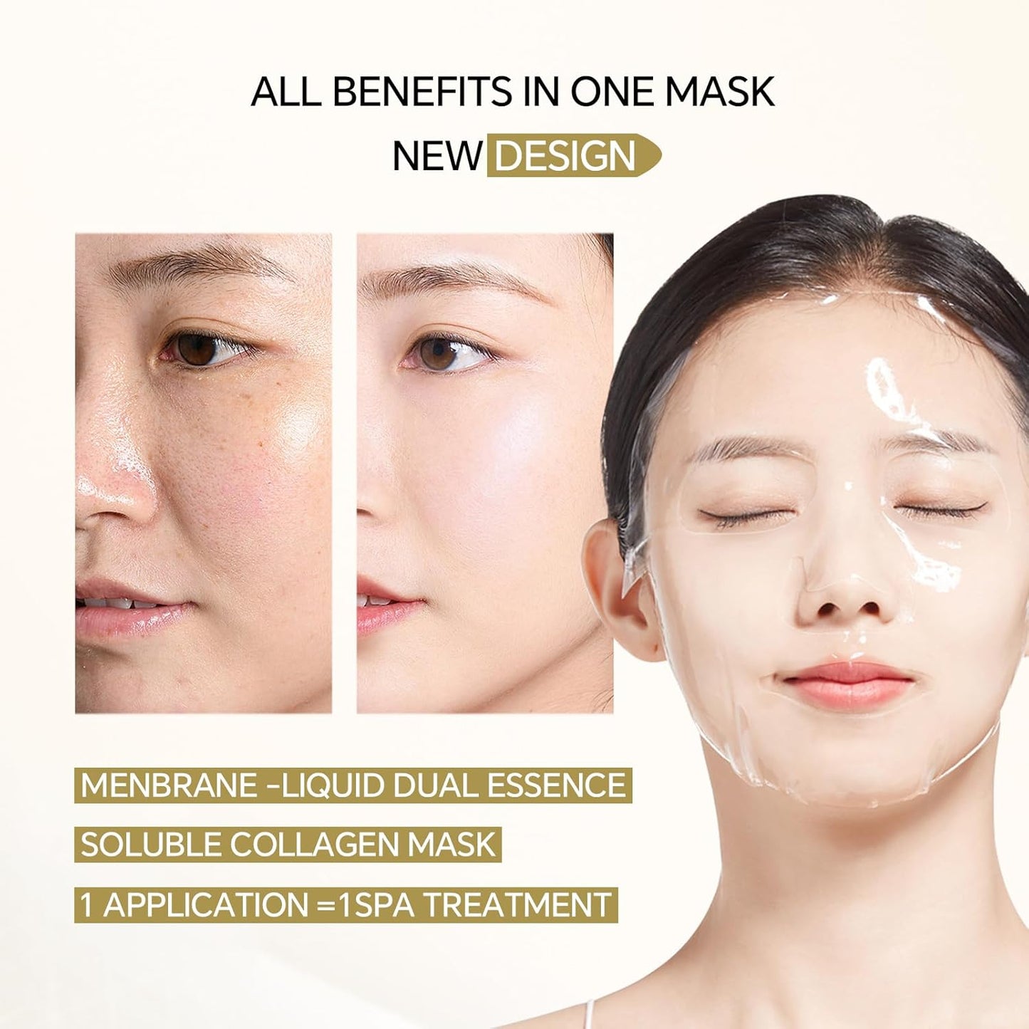 Bioactive Collagen Revitalizing Facial Mask for Women & Men Skin Care SPA,1+1 Packs Separated Essence and Powder Membrane, Moisturizing,Soothing,Repair,Firming, Anti-Aging (1 pair)