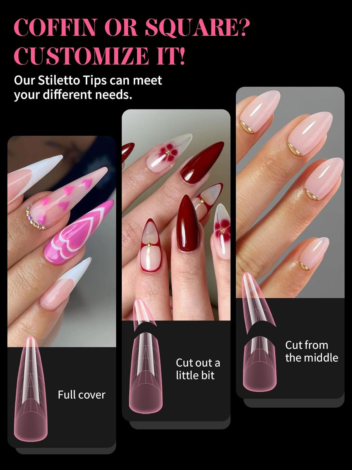 EBANKU Dual Nail Forms for Poly Extension Gel, 120 PCS Pink Nail Molds 12 Sizes Nail Extension Forms for Builder Gel Manicure Design Salon DIY