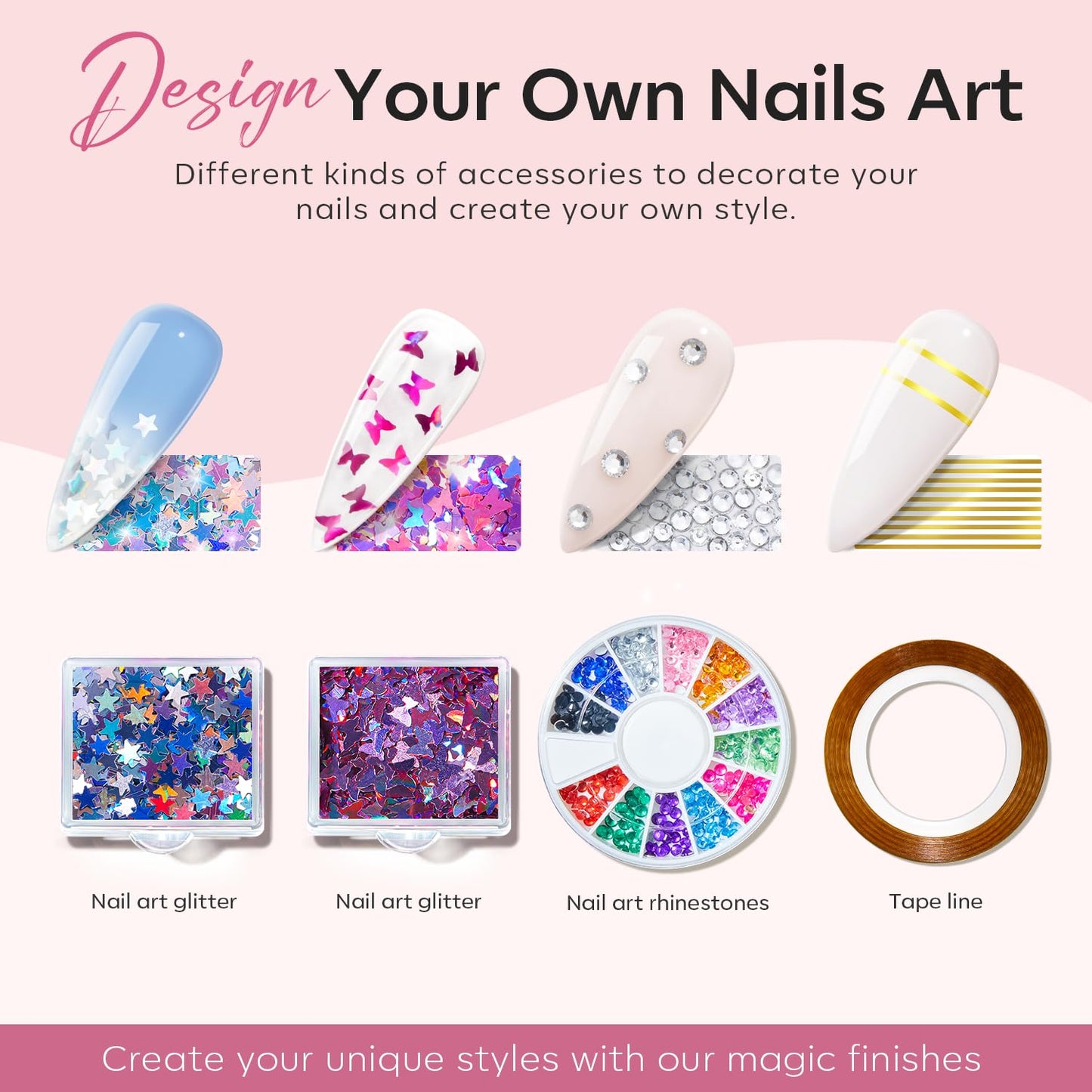 Modelones 133pcs Poly Extension Gel Nail Kit, 32 Colors All Seasons Poly Gel kit with Nail Lamp Slip Solution Builder Thickening Manicure Tools for Starter Salon DIY