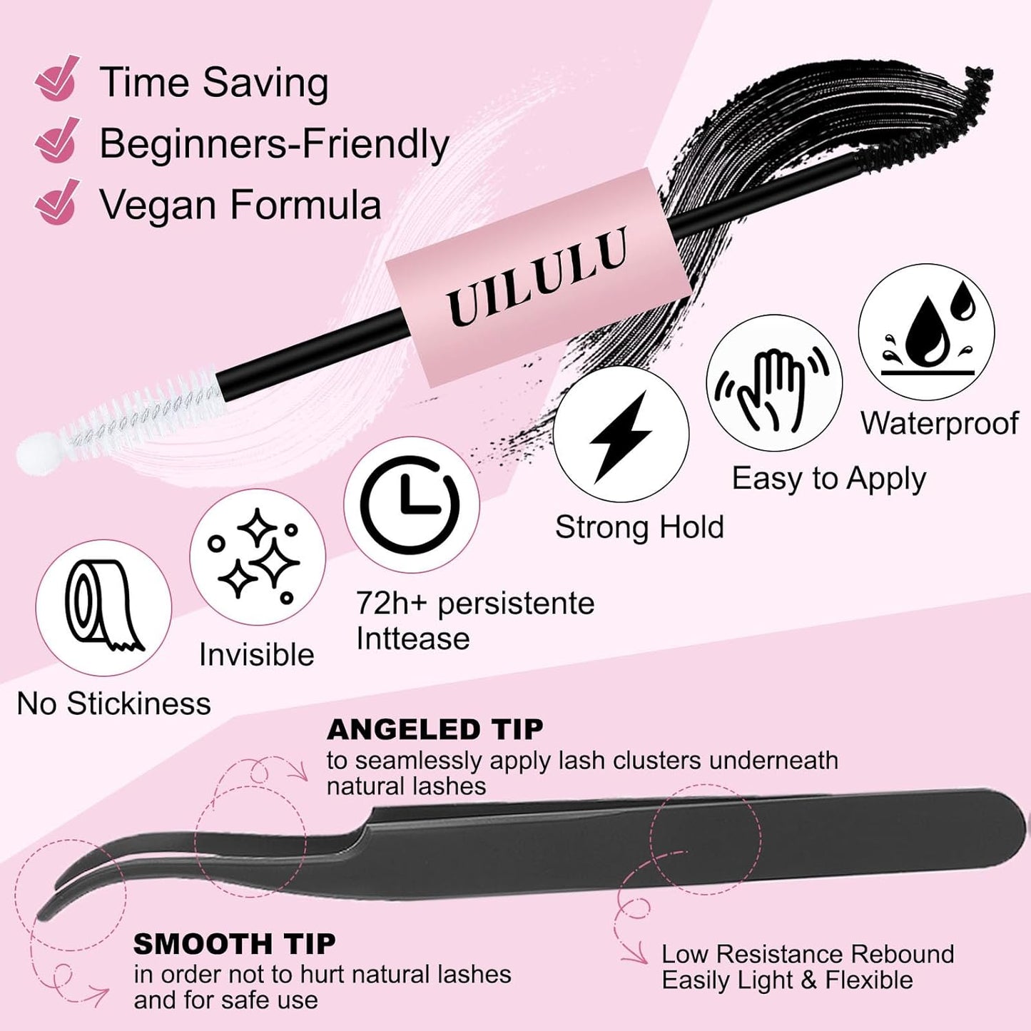 Lash Clusters kit 9-16mm DIY Lash Extension Kit 280 30D D Curl Lash Clusters 0.07D Natural Individual Lashes Clusters False Eyelashes Wispy Eye Lash Kits Extensions Kit