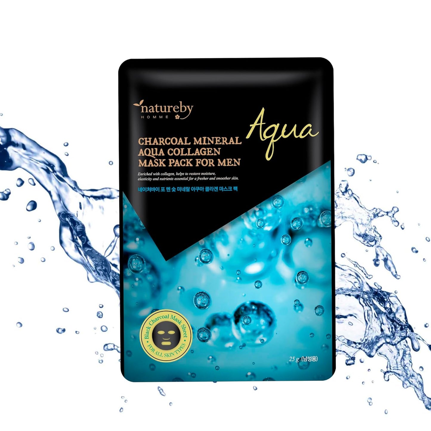 Charcoal Mineral Mask Pack for Men, Korean Skincare Face Wrinkle Treatmen Mask Sheets, Men's Skin Care Sets, Travel Essentials & Gift Sets for Men (Collagen & Aloe, Pack of 6pcs)