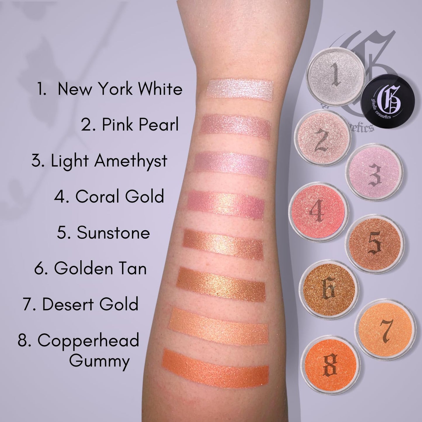 Copperhead Gummy Organic Mineral Eyeshadow Palette - Orange Glitter, Shimmer, Gold, Copper Tones with Loose Highlighter Makeup - Eye Glitter Makeup for Sparkle Eye Shadow Look