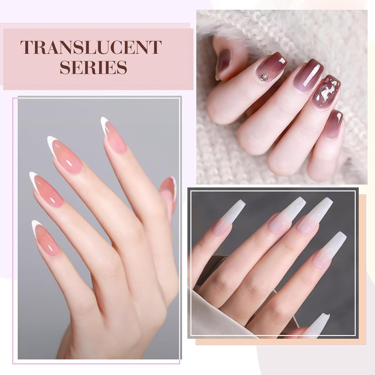 CANNI 9ml Hema-Free Gel Nail Polish Set- 6Pcs Jelly Nude Pink Neutral Transparent Milky White Colors Kit,Soak Off LED Manicure Kit DIY at Home Salon Gifts for Women Girls,A01-Sheer Jelly Nude Pink