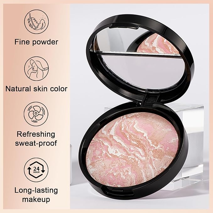 Baked Powder Foundation Makeup, Brighten Color Correcting Foundation Make up, Foundation for Mature Skin, Face Powder for Women, Full Coverage, Natural Finish & Easy to Use #02