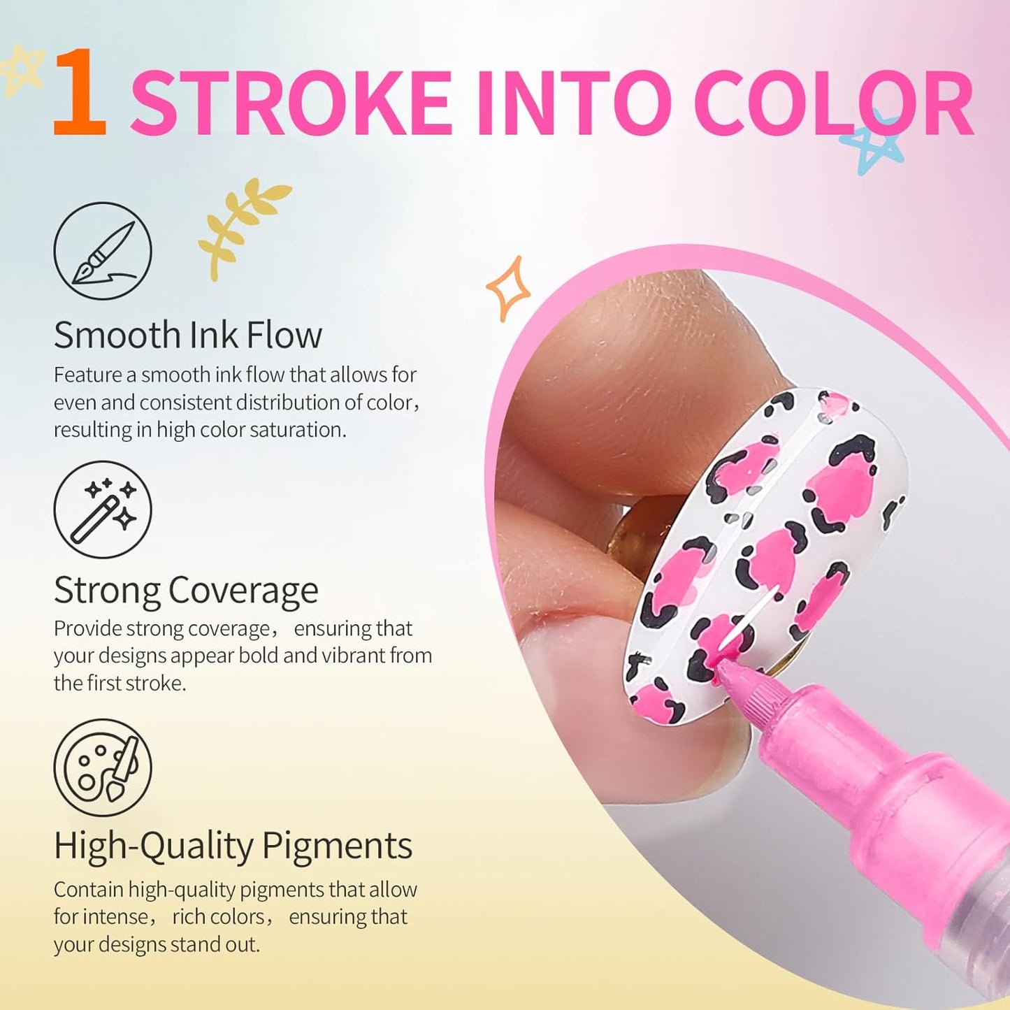 BORN PRETTY Nail Art Pens Set 12 Colors - Halloween Neon Colors 3D Nail Polish Acrylic Paint Pens Quick Dry Nail Markers for Halloween Nail Art Drawing Painting Dotting Liner Pen DIY Manicure Tools