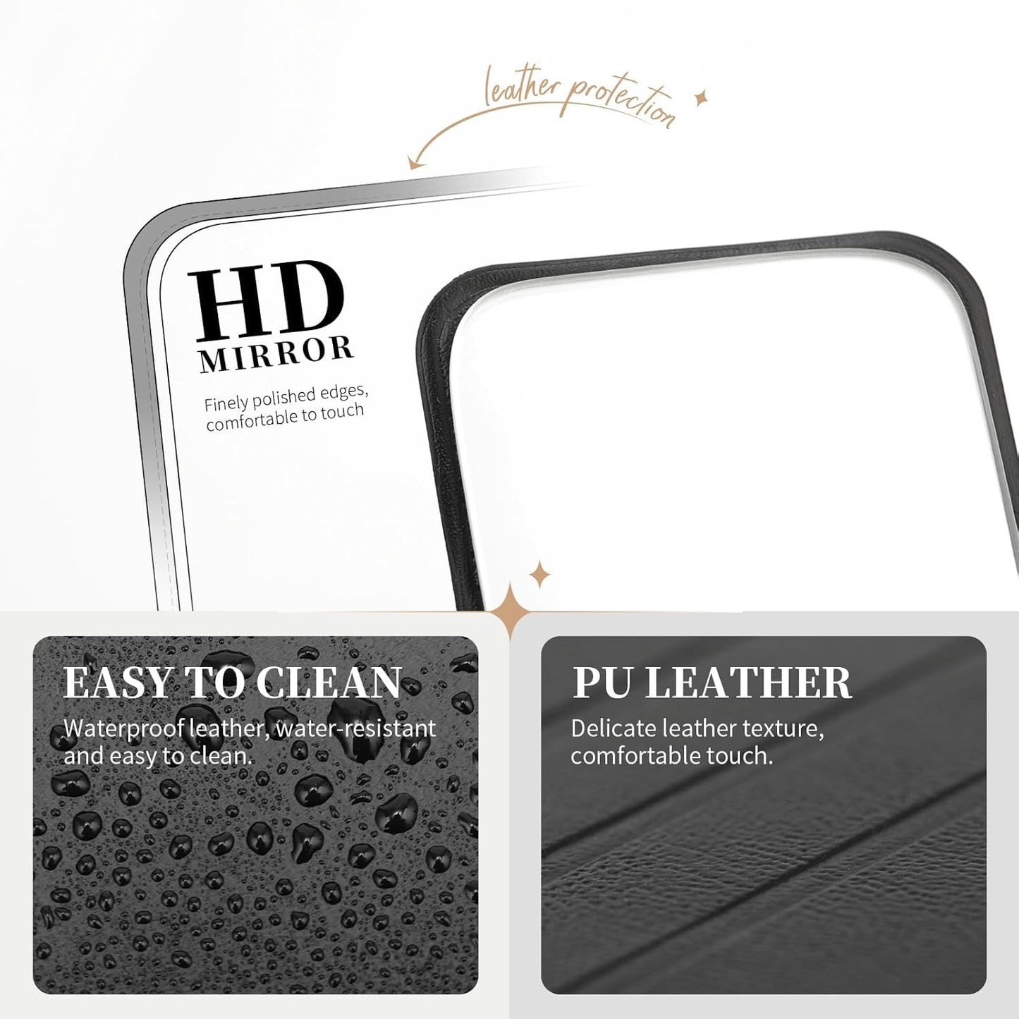 DUcare Mini Folding Mirror Portable Travel PU Portable Adjustable Rectangular Ultrathin Vanity Mirror with Stand, for Travel, Camping,Home