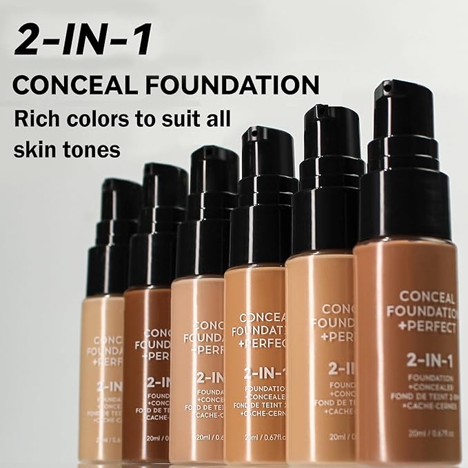 Concealer Full Coverage Foundation for Mature Skin,Oil Control Matte 2 in 1 Concealer liquid Foundation Makeup Waterproof Base De Maquillaje Alta Cobertura-02 Natural