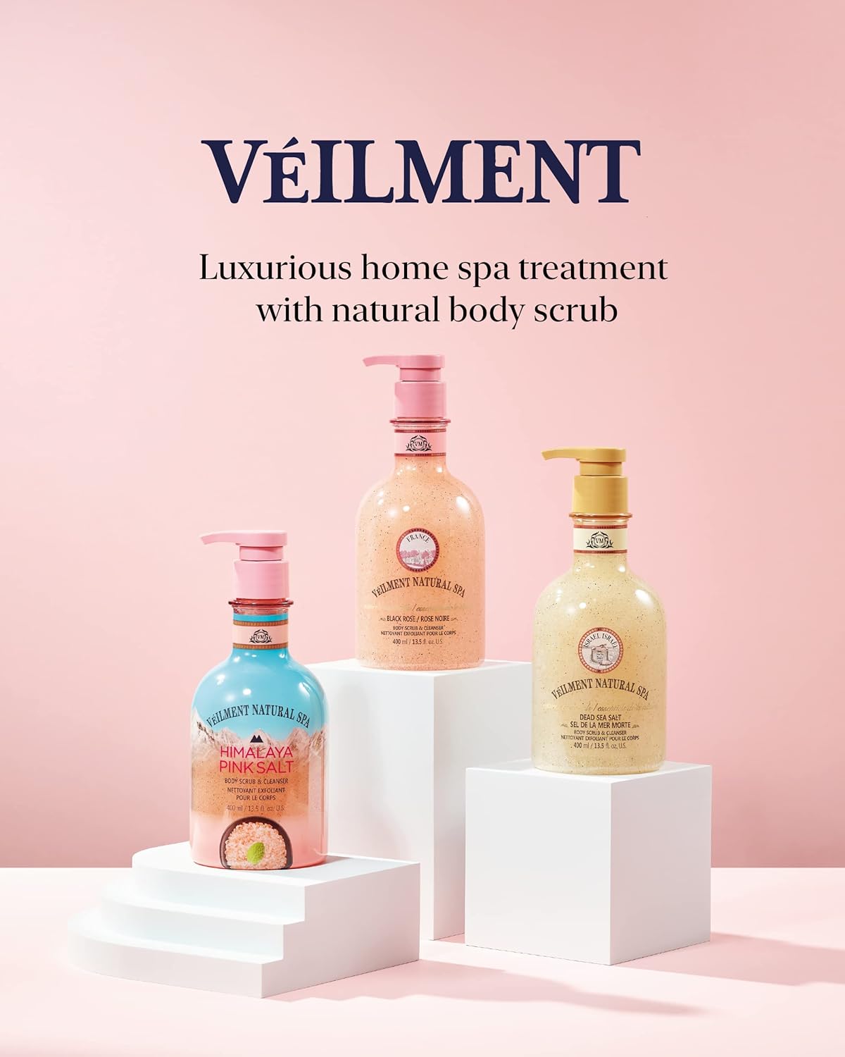 NATURAL SPA DEAD SEA SALT 2-in-1 BODY WASH & BODY SCRUB(13.53fl.oz) - Natural Exfoliating Salt Scrub for Deep Cleansing - Effective on Scars & Wrinkles - Moisturize Skin Polishes