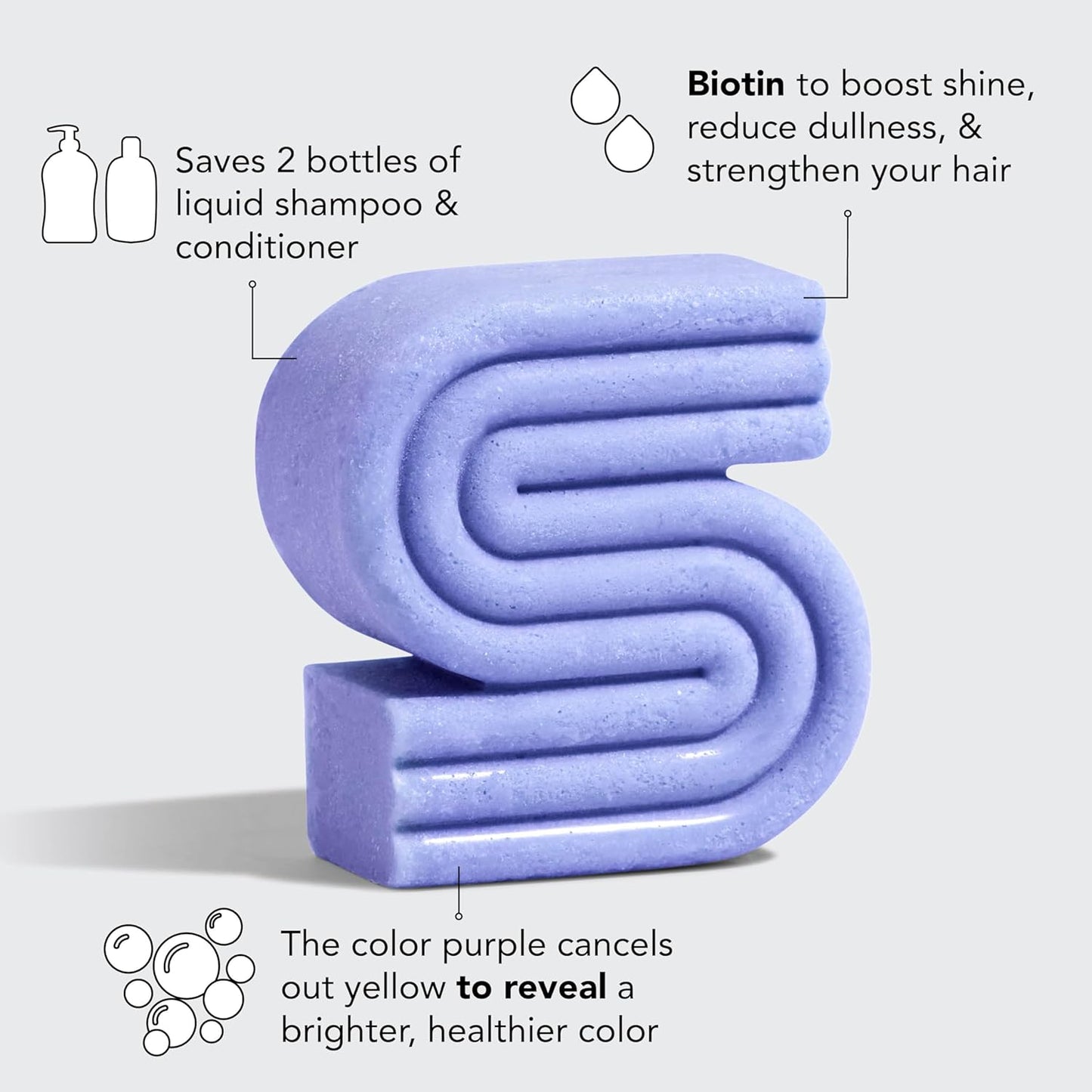 Kitsch Toning Purple Shampoo For Blondes & Color Treated Hair - Shampoo Bar For Women and Men - Biotin Shampoo for Strengthening & Neutralizing Brassy Tones - Vegan, Silicone & Sulfate Free - 3.2 oz