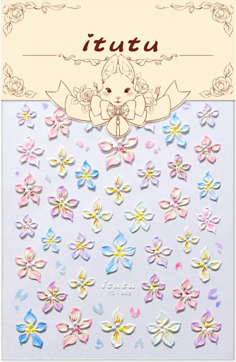 Flower Nail Stickers for Nail Art Wild Flowers Nail Art Stickers Summer Floral Light Colorful 5D Embossed Nail Decals Self-Adhesive Nails Supply Manicure Sliders Devil Flower for Nails Decoration