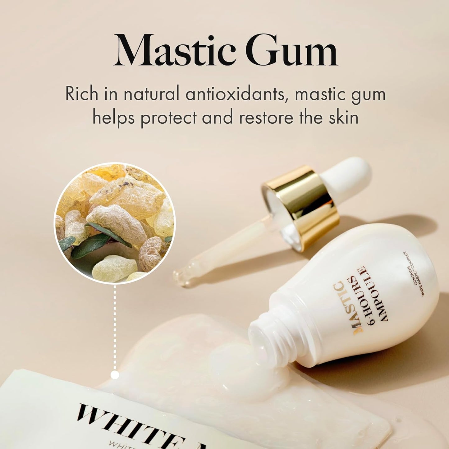 MASTINA White Mastic Ampoule Sheet Mask Pack of 12- Illuminating. Ultra-Moisturizing Facial Mask. Intensive Korean Skin Care. Fermented Mastic Gum
