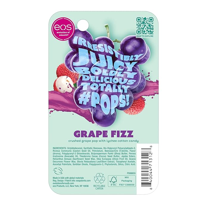 eos 24H Moisture Super Balm- Grape Fizz, Limited-Edition Lip Mask, 0.35 fl oz