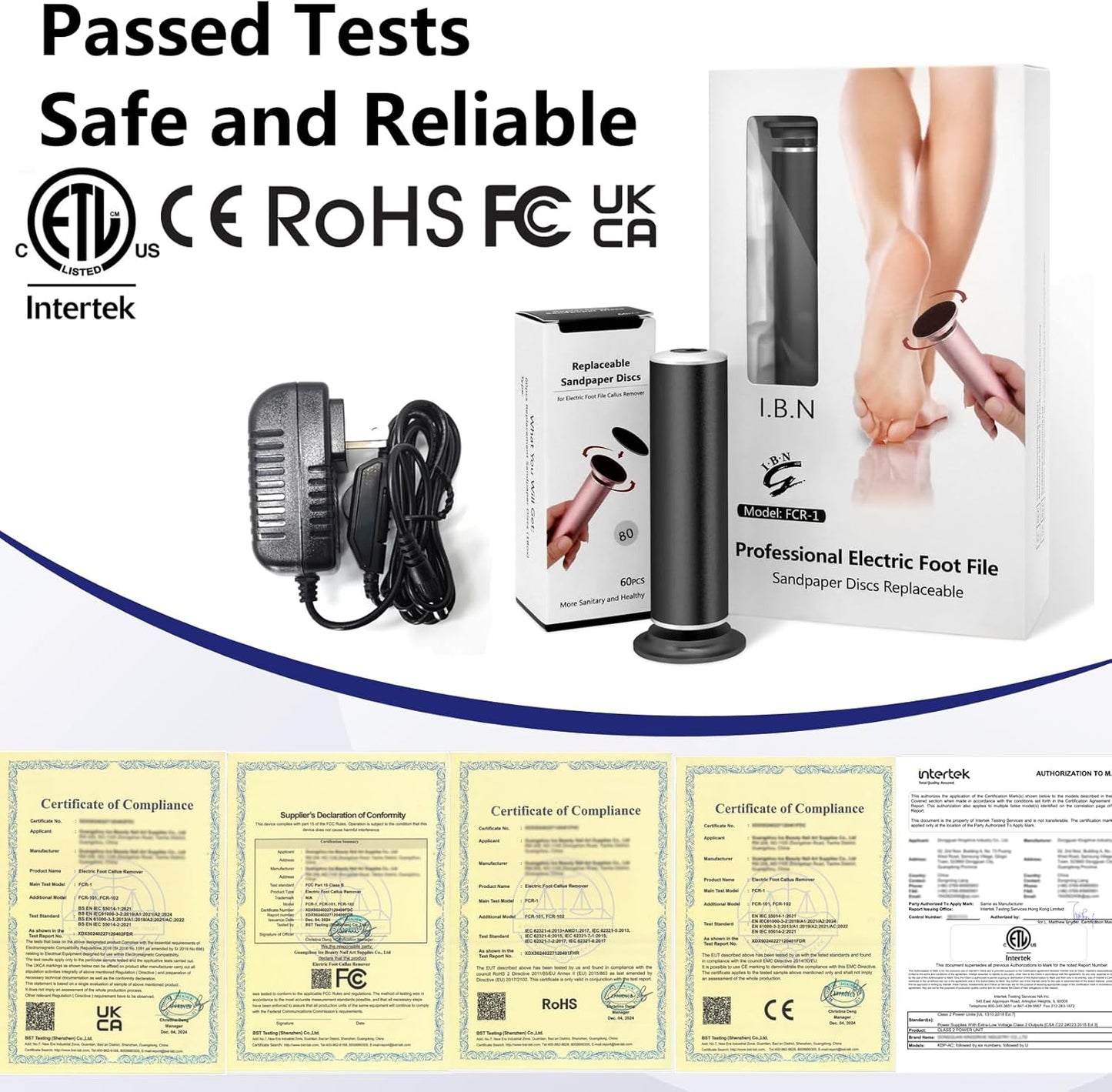 Electric Callus Remover Foot Scrubber, Adjustable Speeds Electric Foot File Sander Grinder Pedicure Tools for Feet Dead Skin Remover with 60 Replaceable Sandpaper Discs, Black