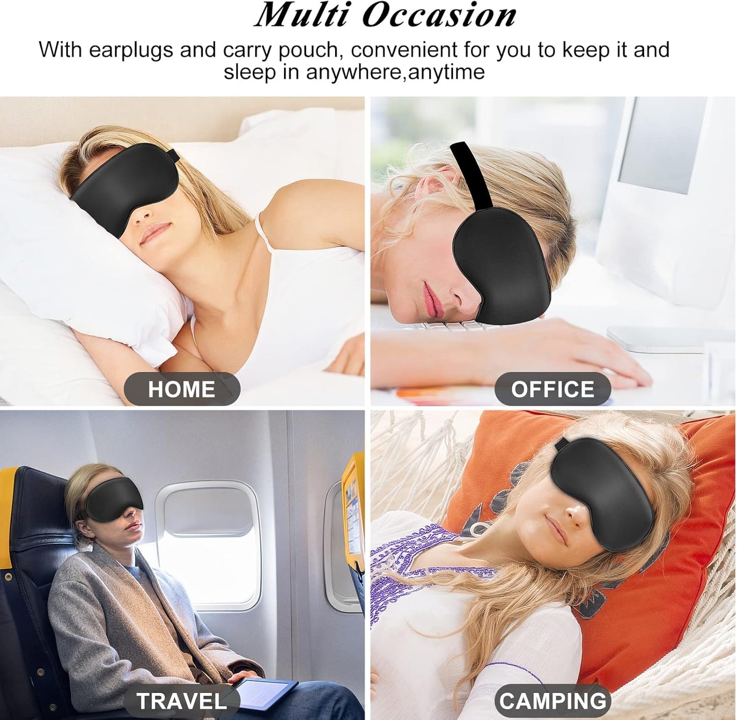 Eye Mask, Cooling Sleep Mask Gel Eye Mask for Sleeping, Black Silk Sleeping Mask for Travel, Gifts for Men Women, Stocking Stuffers