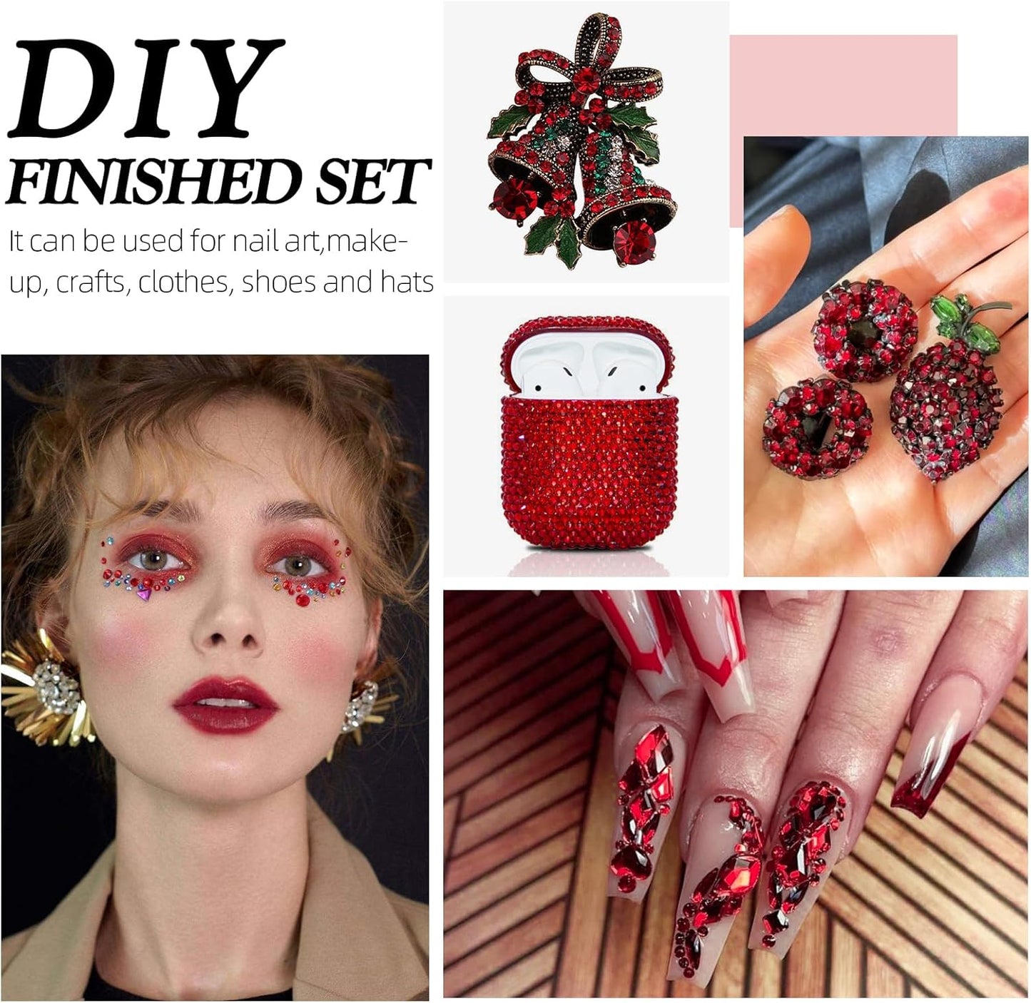 Siam Flatback Rhinestones, Glass Rhinestones for Nail Art and Craft, Glue Fix, Loose Crystal Gemstones(Siam, SS20, 1440pcs, 4.6-4.8mm)