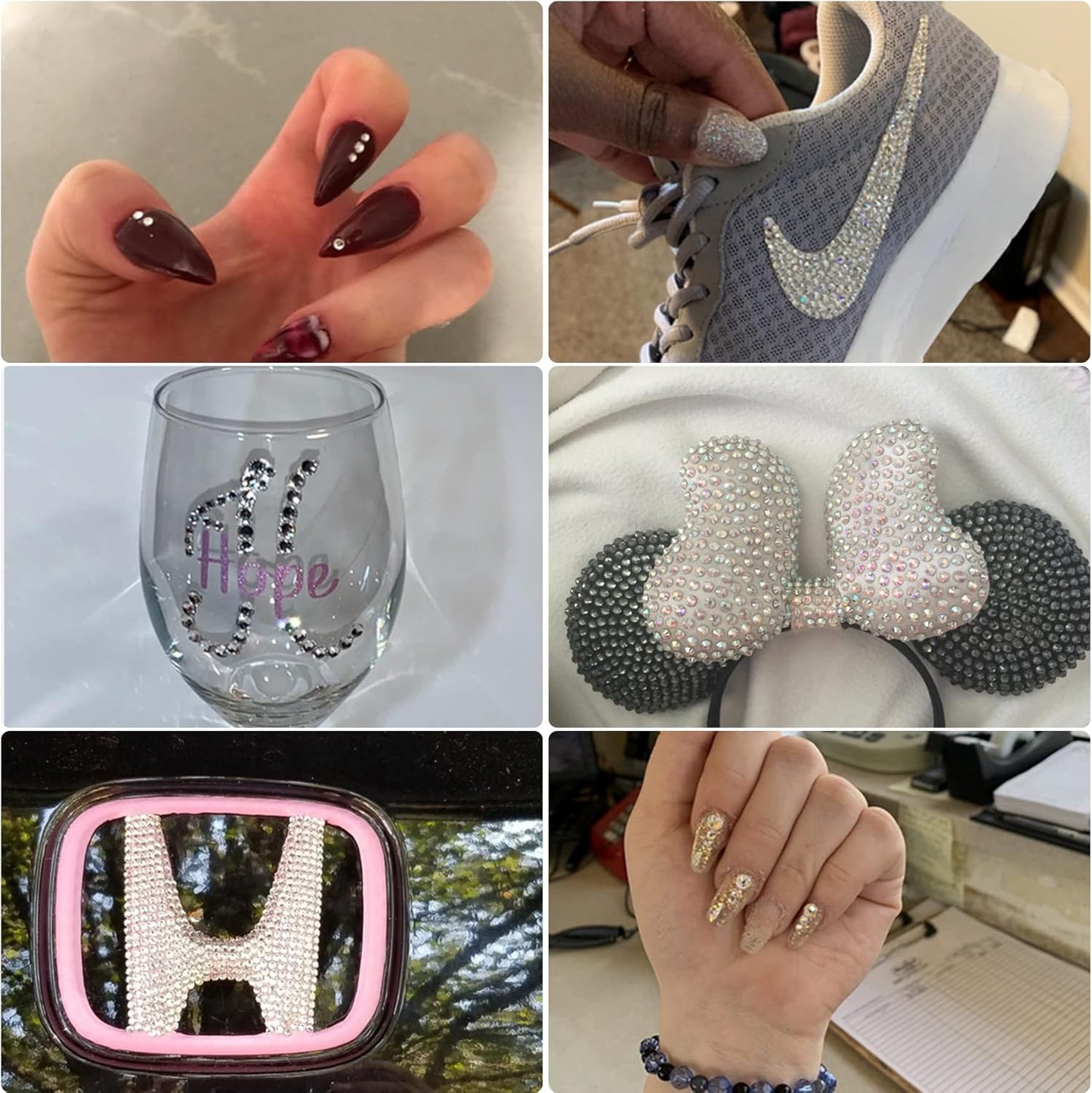 Multi Size 3mm 4mm 5mm Rhinestones Set for Nails Crafts Sapphire Non Hotfix Rhinestones Nail Gems Rhinestone AB Color&Round Flat Back Resin Rhinestone for Makeup Clothes Shoes Eye Bottles Crafts