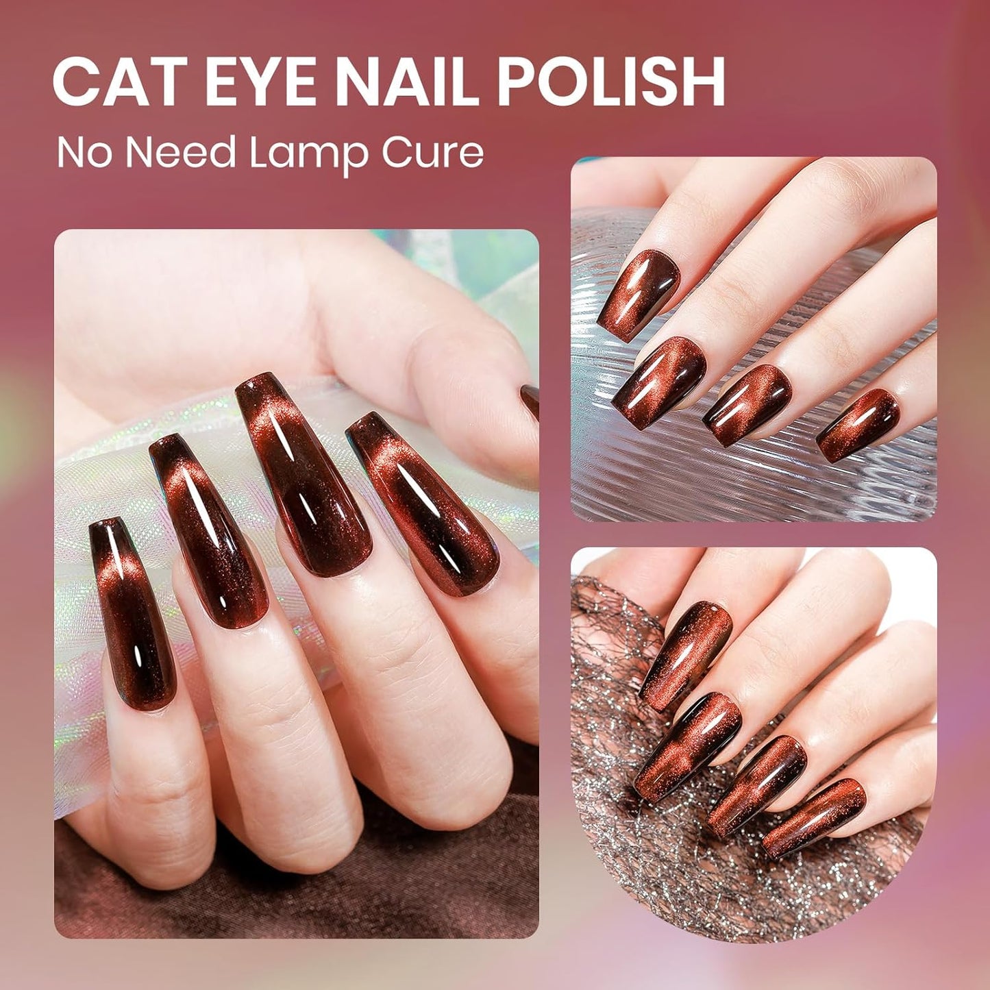 Cateye Magnetic Nail Polish Non Gel, Quick Dry Nail Polish Air Drying Fast Lacquer Manicure Gift For Women Girls 16ml