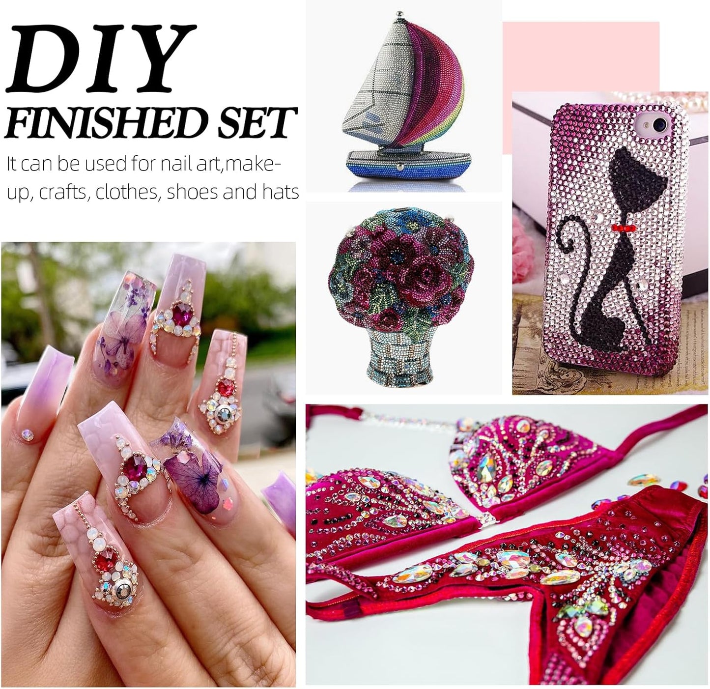 Purple Flatback Rhinestones, Glass Rhinestones for Nail Art and Craft, Glue Fix, Loose Crystal Gemstones(Purple, SS4, 2880pcs, 1.5-1.7mm)