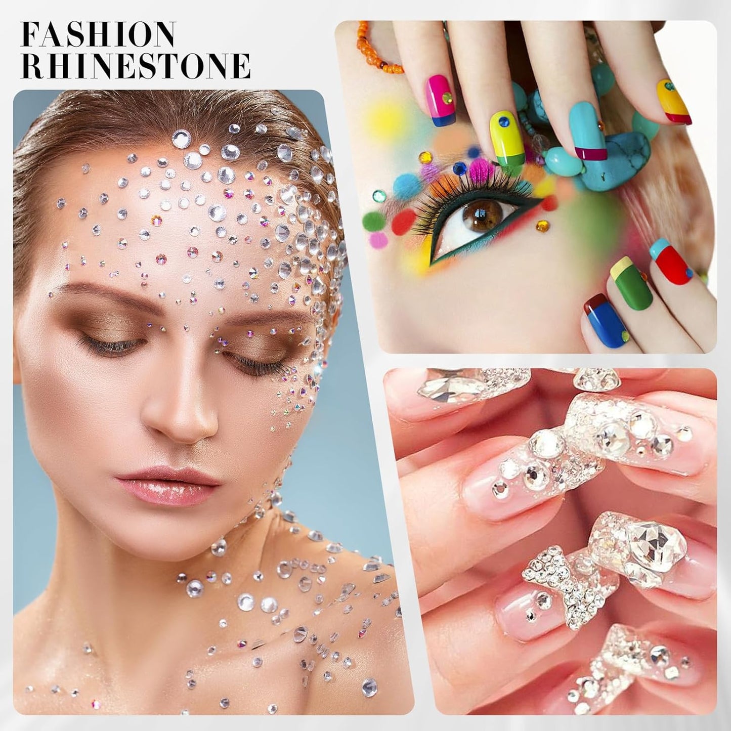 Novani Transparent AB Rhinestones 1440pcs Flat Back Round Rhinestone Style 2088 Sparkly Crystal Gemstones for Nail Art and Crafting SS20,4.6-4.8mm