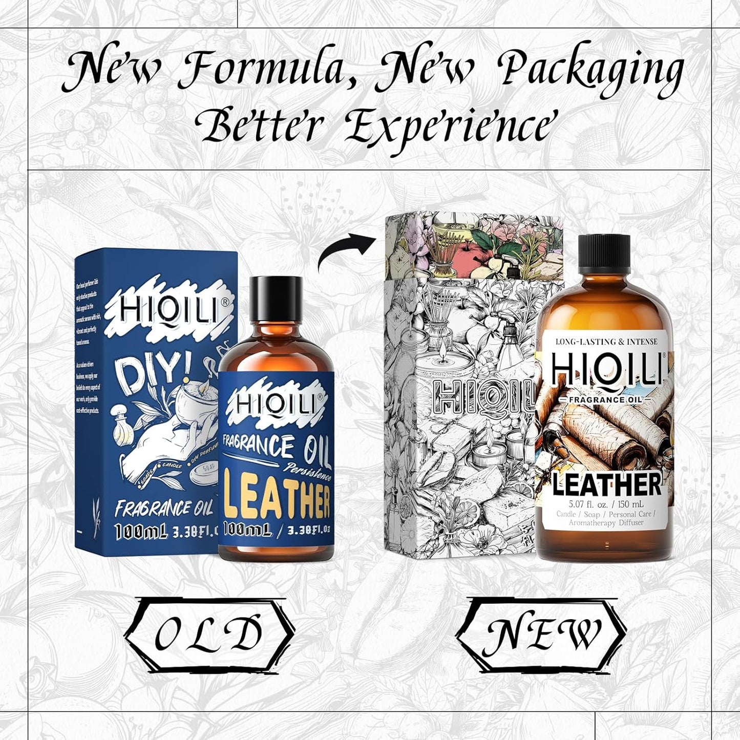 HIQILI Leather Fragrance Oil, Men's Scent, for Car Air Freshener Use, Soap, Candle, and Long-Lasting Perfume Making - 5.07 Fl Oz