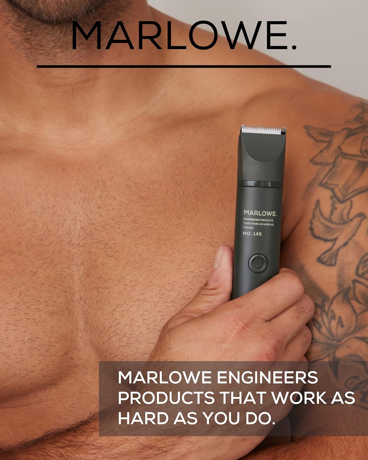 Marlowe. No. 145 Body Hair Trimmer for Men, Forest Black, Lightweight Waterproof Personal Groomer, Ceramic Blades, Adjustable Comb Lengths & Rechargeable Battery for Head to Toe Male Grooming
