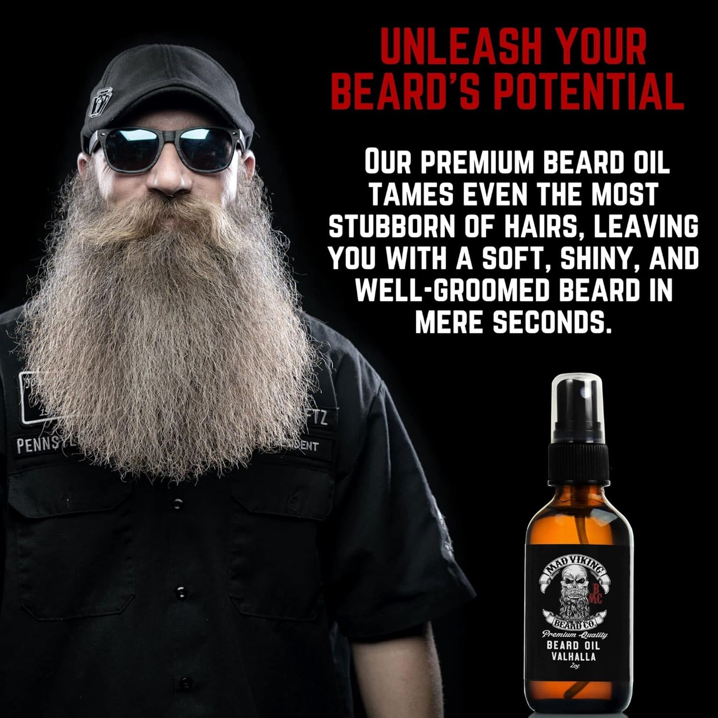 Mad Viking Fenrir Beard Oil – Hydrate, Soften, And Grow Your Beard Naturally. Fight Itch And Dandruff With A Bold Neroli, Rum & Tobacco Scent. Made In The USA - 2oz
