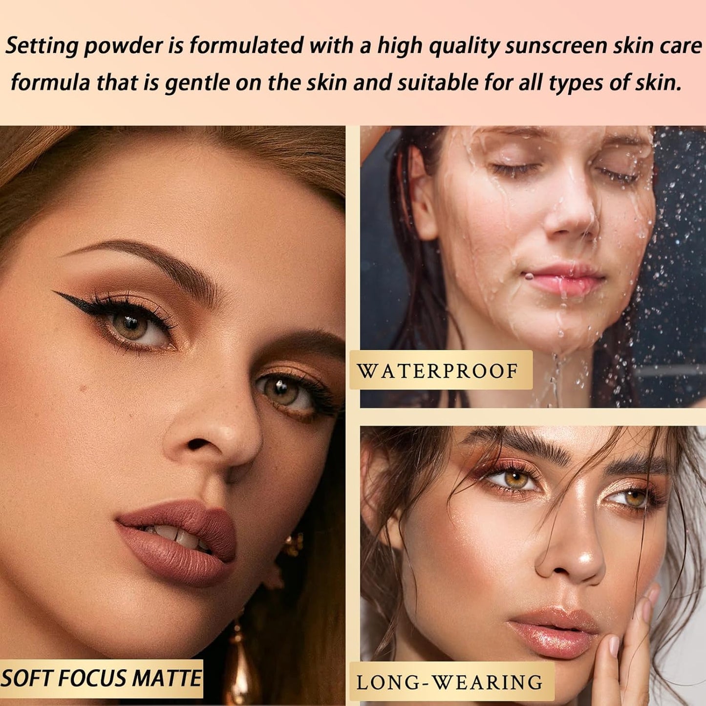 Mineral Sunscreen Setting Powder, SPF 50 PA++ Powder Sunscreen for Face, Oil Control Lightweight Breathable Translucent Concealer Brush Face Powder for All Skin