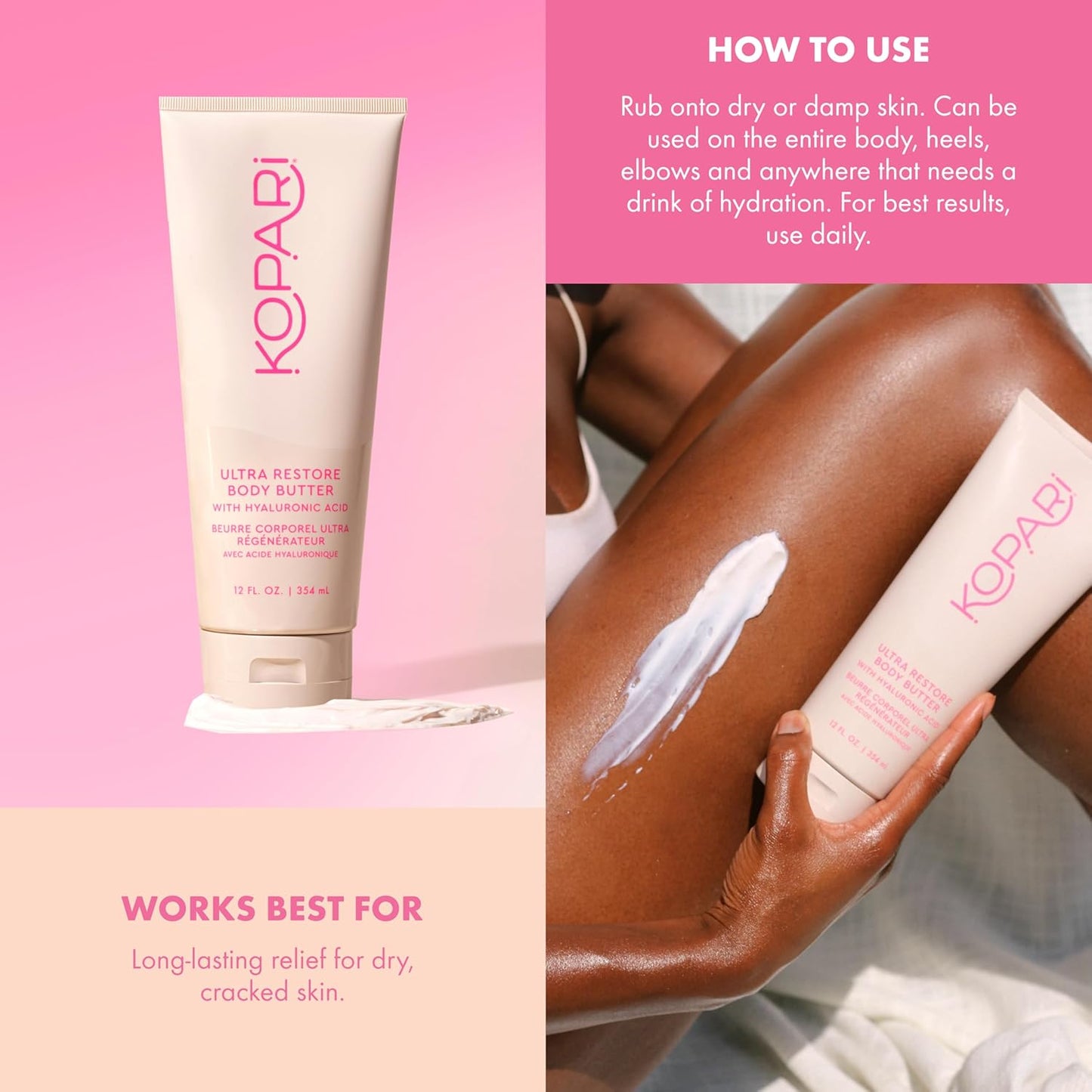 Kopari Jumbo Ultra Restore Body Butter, Whipped Lightweight Formula, Hyaluronic Acid & Mango Seed Butter, Deep & Long-Lasting Moisture, Coconut 12 oz