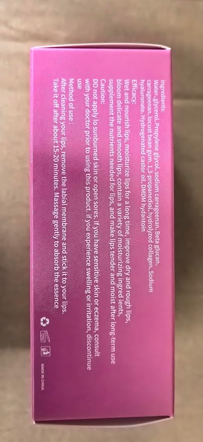 20Pcs Moisturizing/Plumping Lip Mask, Restores Moisture Mask for Dry Lips and Lines Overnight Care, Gel Treatment Masks (Pink)