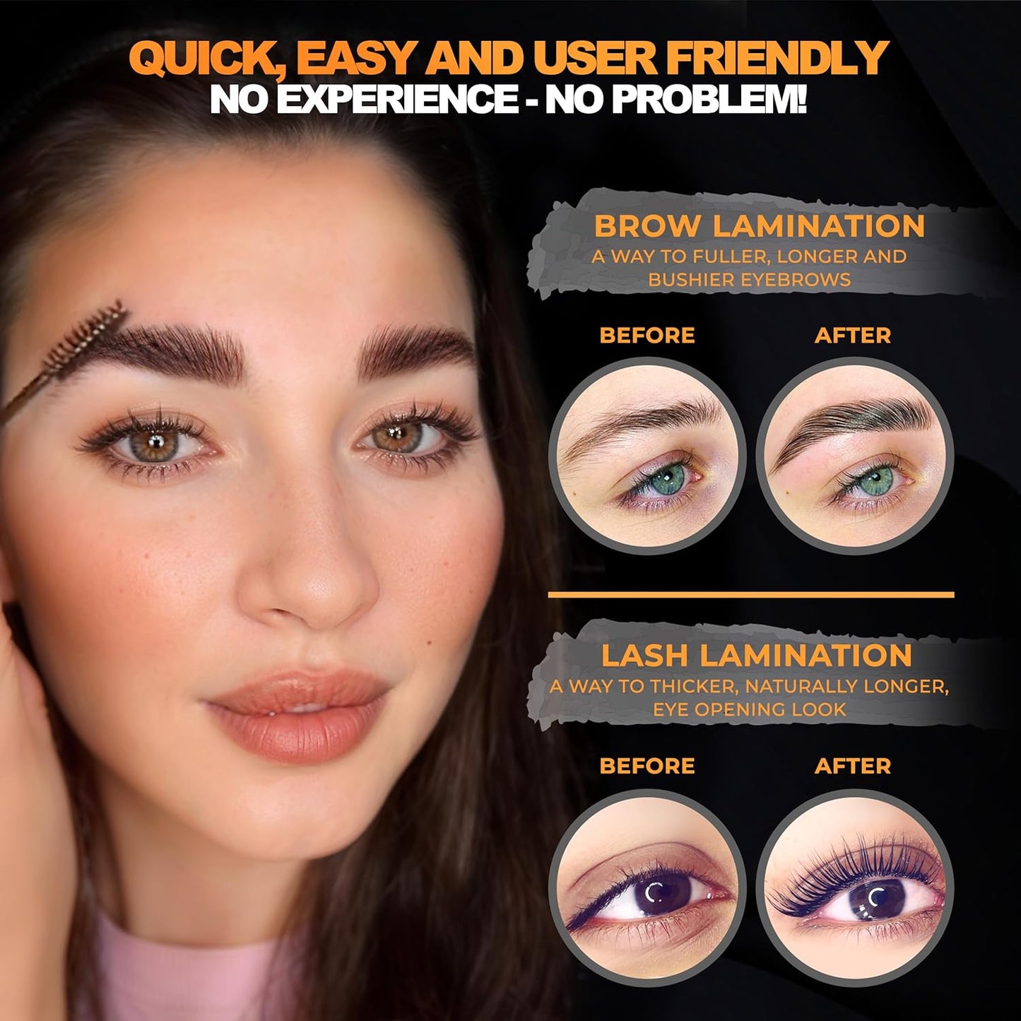 Eyebrow and Lash Lamination Kit | At Home DIY and Salon Use | 2in1 Professional Brow Lamination Kit and Lash Lift | Instant Lift For Fuller Eye Brows and Longer Eyelashes