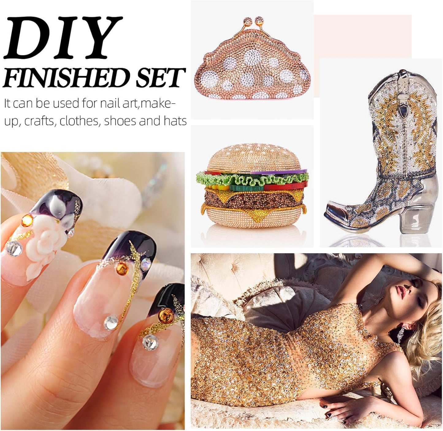 Champagne Flatback Rhinestones, Glass Rhinestones for Nail Art and Craft, Glue Fix, Loose Crystal Gemstones(Champagne, SS4, 2880pcs, 1.5-1.7mm)