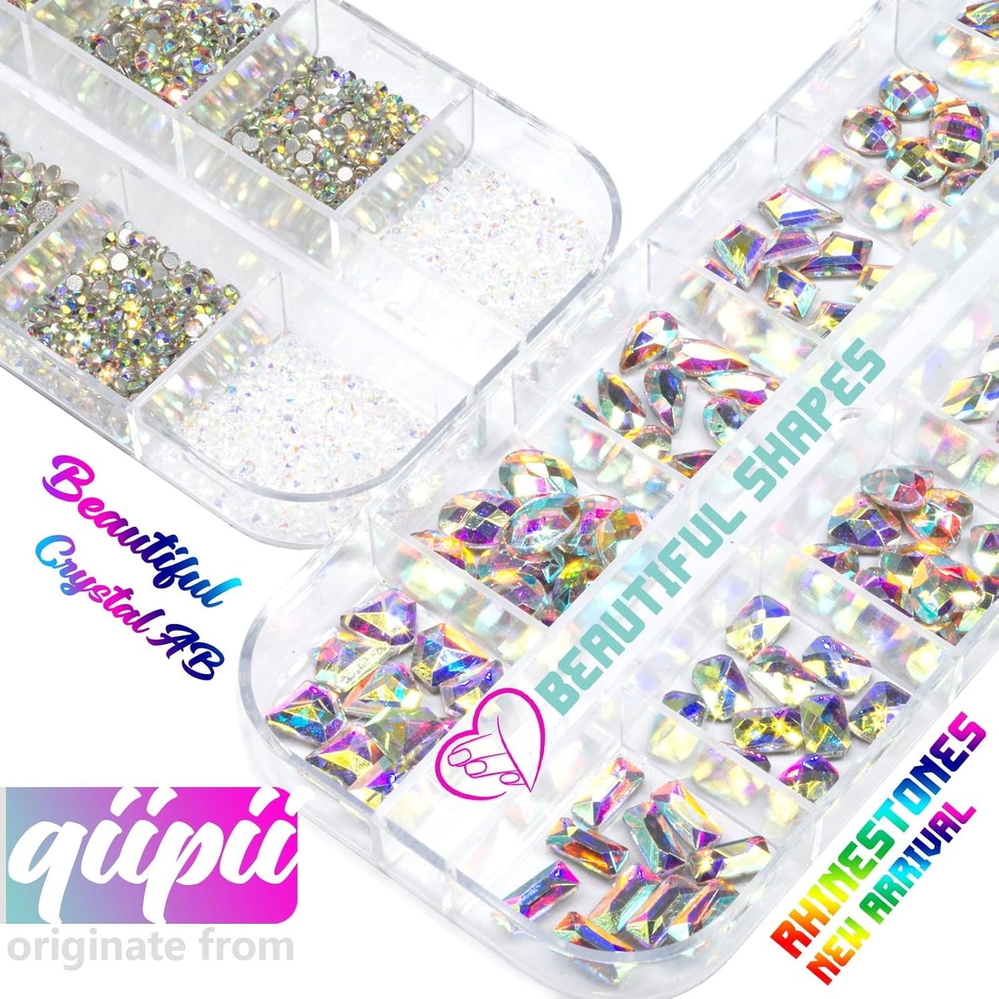 4080Pcs Crystal AB Nail Rhinestones 1.5-4mm More Quantity Glass Iridescent Flatback Gems for Nails Round Beads Stones Diamonds jewels Nail Art Charms for Nails Face Eyes Makeup Tumblers Crafts