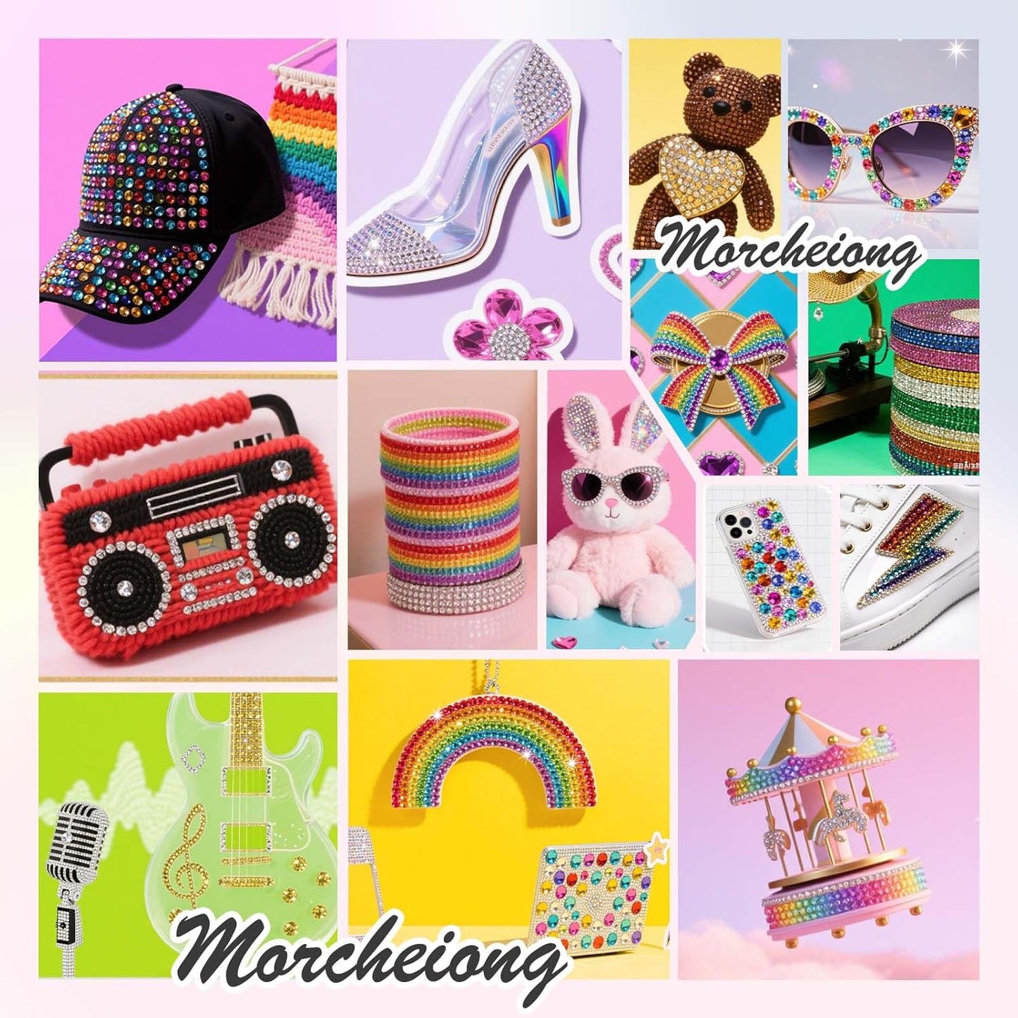 Morcheiong 17000Pcs Resin Rhinestones Gold Flatback Crystals Diamond Includes Tweezers and Pickup Pen Suitable for Crafting DIY Nail Art Makeup Wedding Dress Clothing Mug