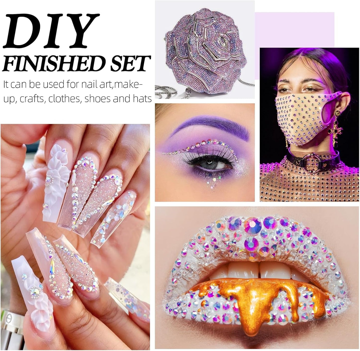 Crystal AB Flatback Rhinestones, Glass Rhinestones for Nail Art and Craft, Glue Fix, Loose Crystal Gemstones(Crystal AB, SS16, 1440pcs, 3.8-4.0mm)