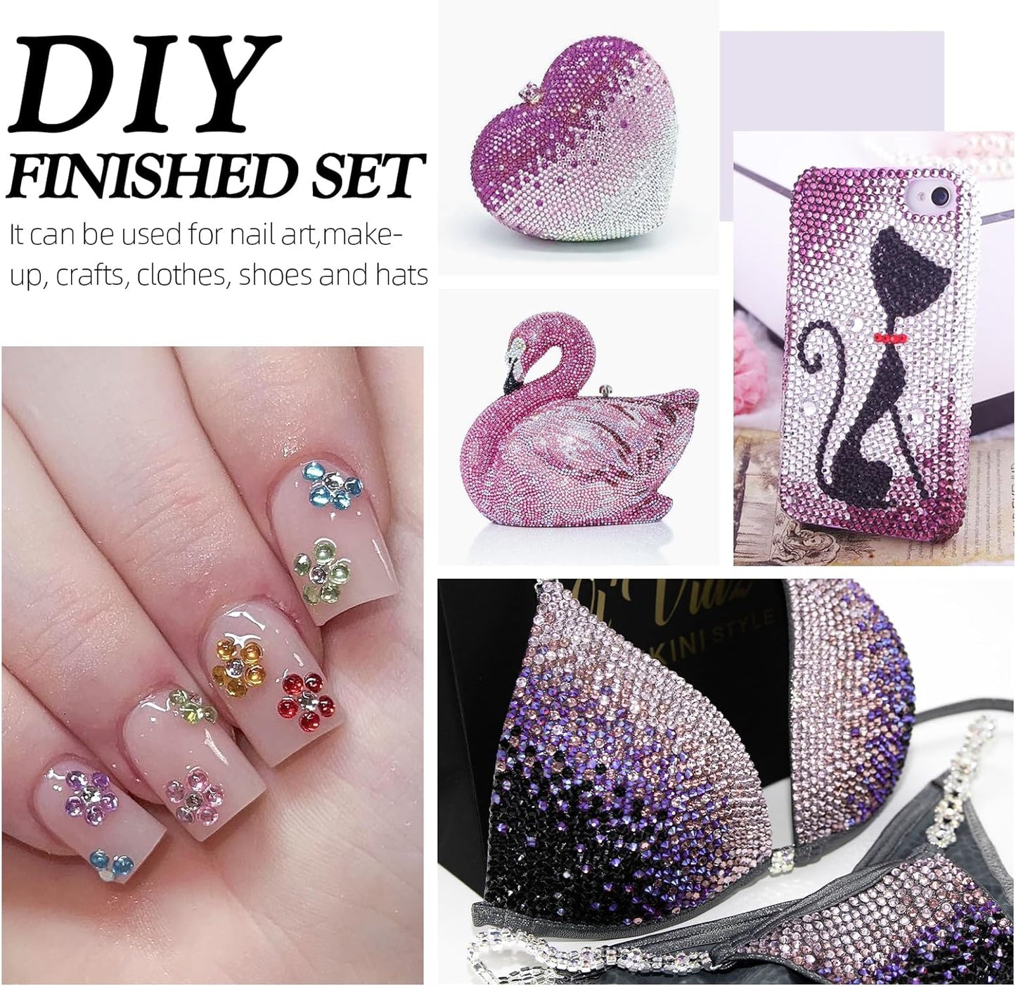 Light Amethyst Flatback Rhinestones, Glass Rhinestones for Nail Art and Craft, Glue Fix, Loose Crystal Gemstones(Lt.Amethyst, SS4, 1440pcs, 1.5-1.7mm)