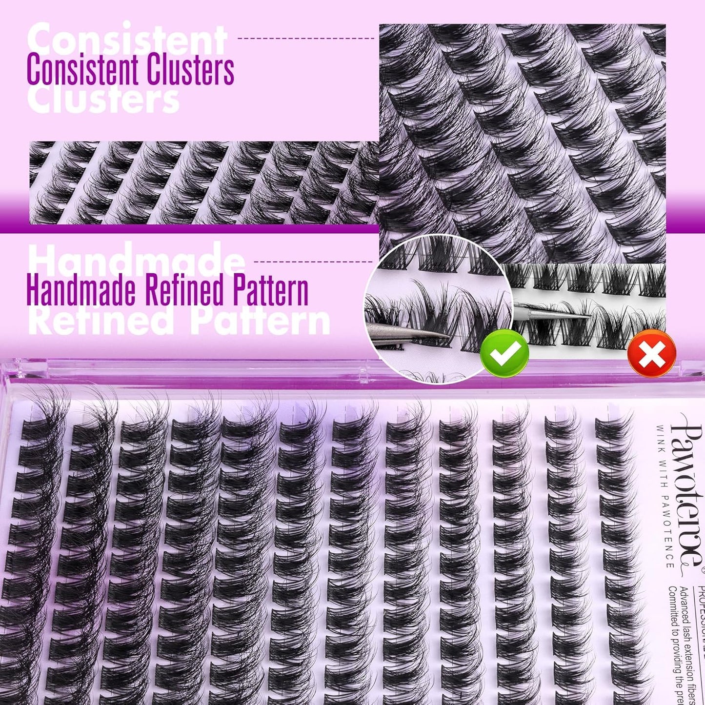 Pawotence Lash Clusters Wispy Eyelash Clusters 10-18mm Faux Mink Individual Lashes Extension DIY 144pcs False Eyelashes Full Cluster Eyelash Extensions