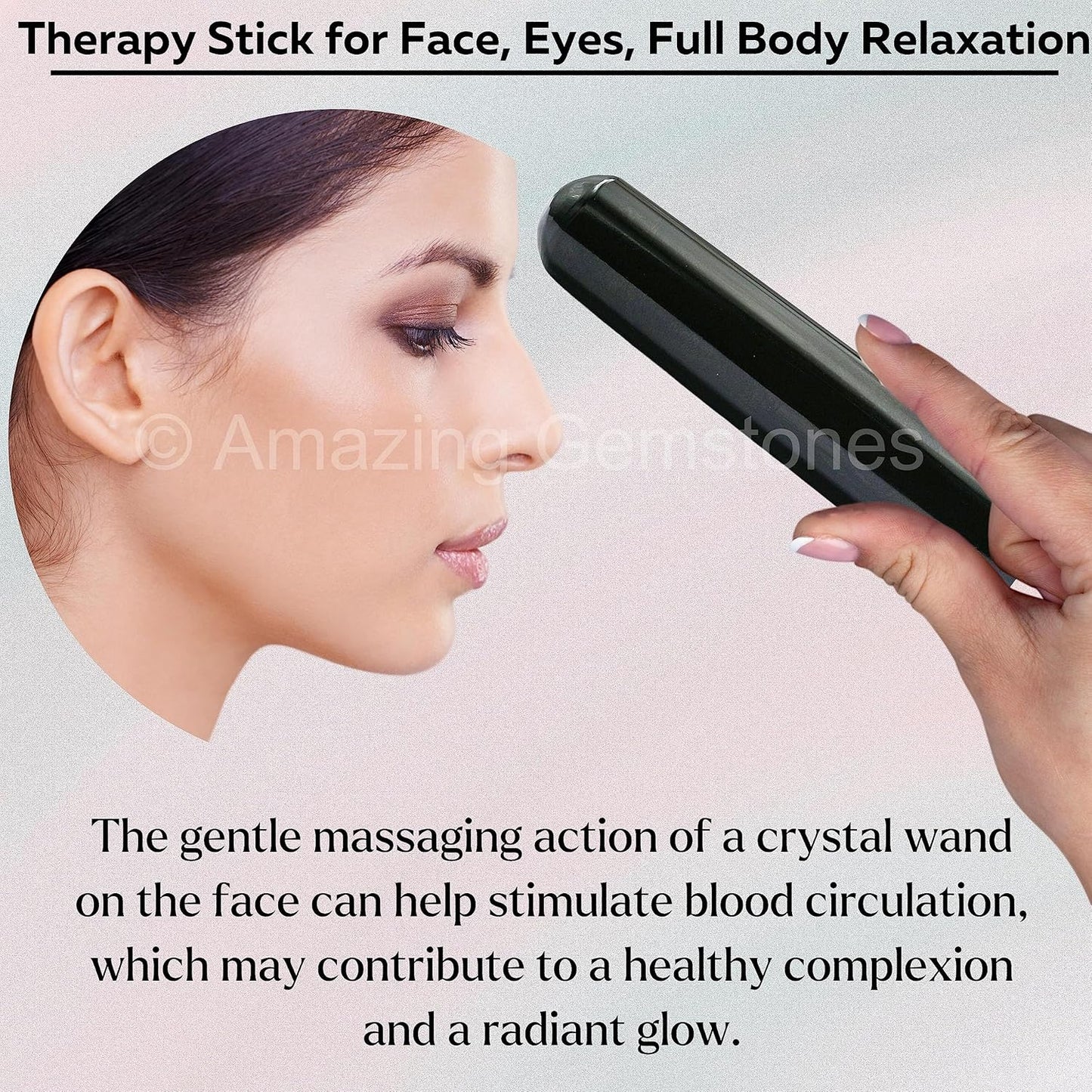 Amazing Gemstone Black Agate Crystal Wand Massage Stick - Pelvic Wand Gua Sha for Adults - Crystals and Healing Stones Massage Wands for Adults Gifts (Smooth)