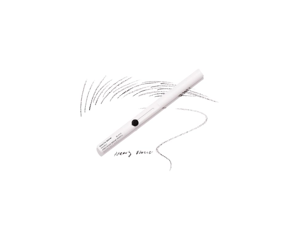 MADLUVV Exacto Brow Pencil for Flawless, Long Lasting, Realistic Brows with Dual-Ended Design Featuring Retractable Blade Tip for Precise Hair Like Detail and Blending Brush - Nearly Black
