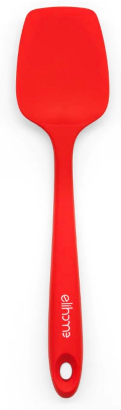 Elihome Classic Silicone Spoonula - Non-Stick Heat Resistant Silicone Scraper Spatula for Mixing, Serving, Scraping, Stirring, and More - 11 Inch, Red