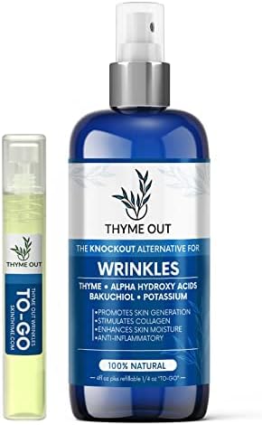 All Natural Anti-Wrinkle Face Mist Spray with Thyme, Bakuchiol, AHA, Beta Carotene and Potassium - Fights Wrinkles, Fine Lines, Inflammation, and Dryness While Boosting Collagen (4 oz)