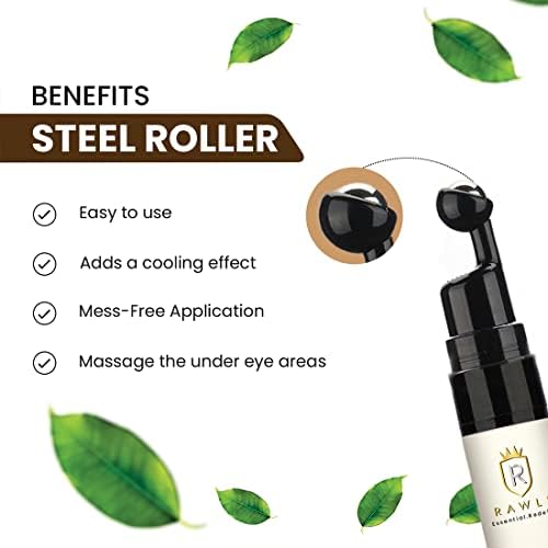 RAWLS 5% Caffeine Eye Serum and Under Eye Roller Cream for Dark Circles and Puffiness, Caffeine Eye Cream with 360° Massage Ball Reduce Wrinkles and Fine Lines-0.5 fl oz
