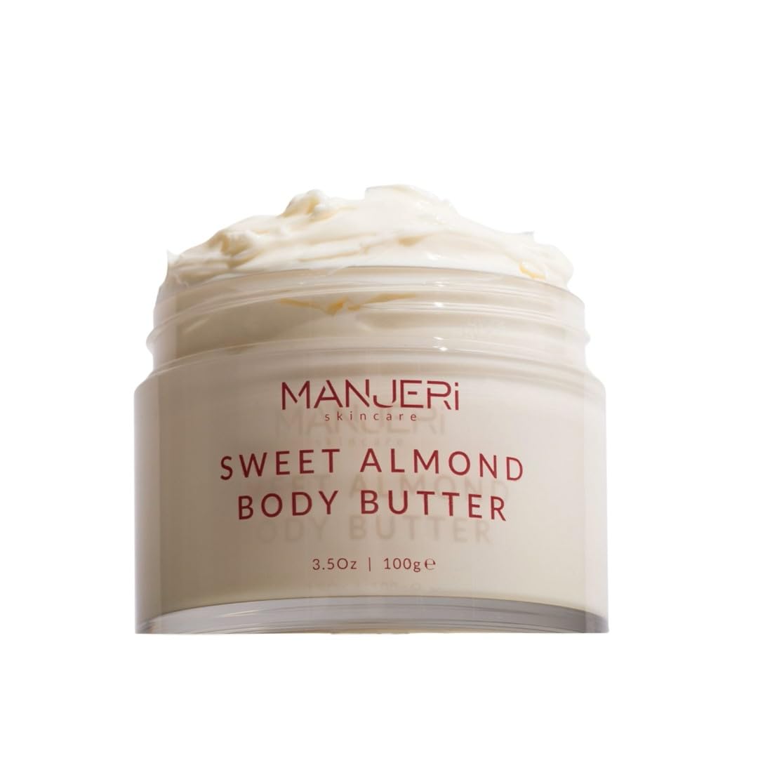 Sweet Almond Body Butter - Vegan and Cruelty-Free Hydrating Moisturizer for Dry Skin, 3.5 oz