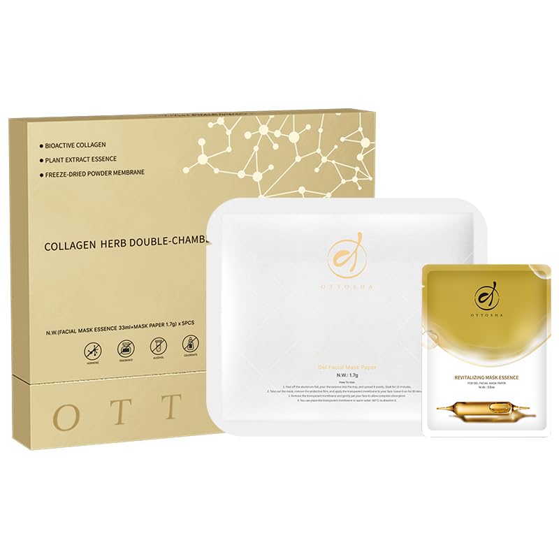 Bioactive Collagen Revitalizing Facial Mask for Women & Men Skin Care SPA,10+10 Packs Separated Essence and Powder Membrane, Moisturizing,Soothing,Repair,Firming, Anti-Aging (10 pairs)