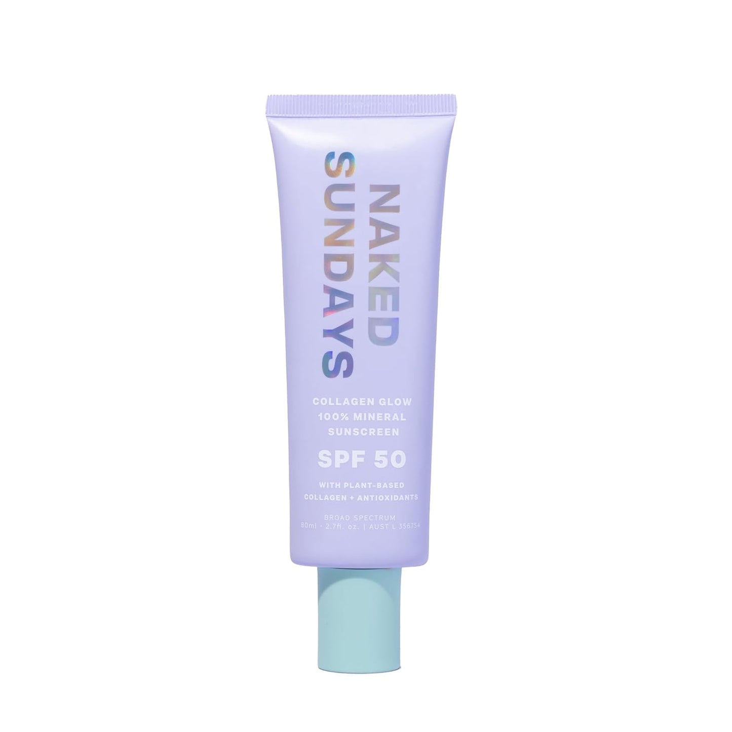Naked Sundays SPF 50 Mineral Glow Sunscreen, Daily Hydrating Facial Moisturizer & Primer with Zinc Oxide, Sheer Tint, Broad Spectrum SPF Lotion (Jumbo 80ml)