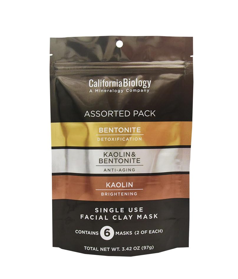 California Biology Clay Mask Variety Pack | Indian Healing Clay Assortment with Kaolin, Calcium Bentonite, and Kaolin & Bentonite | Deep Pore Cleansing Facial Mask & Clay Body Scrub | 6 Count