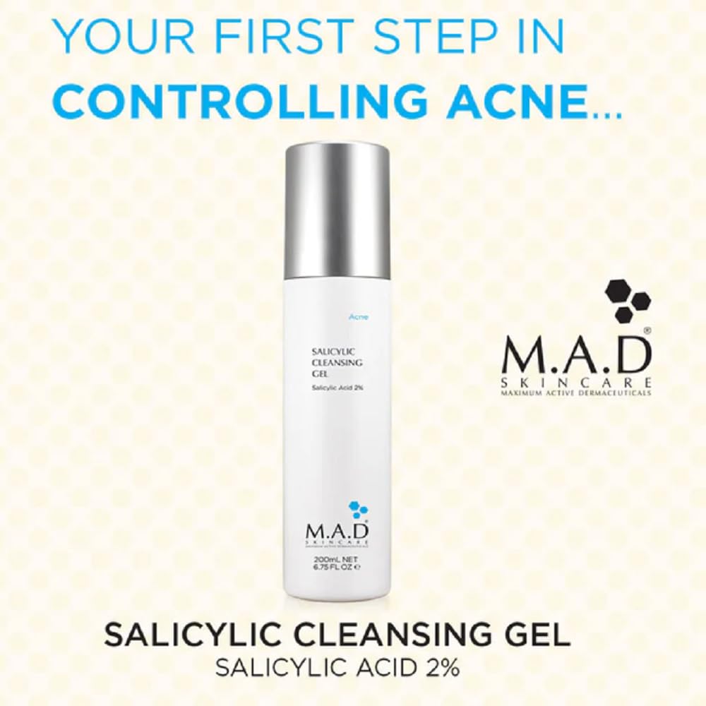 M.A.D Skincare Salicylic Cleansing Gel - Acne Facial Wash 6.75 oz.