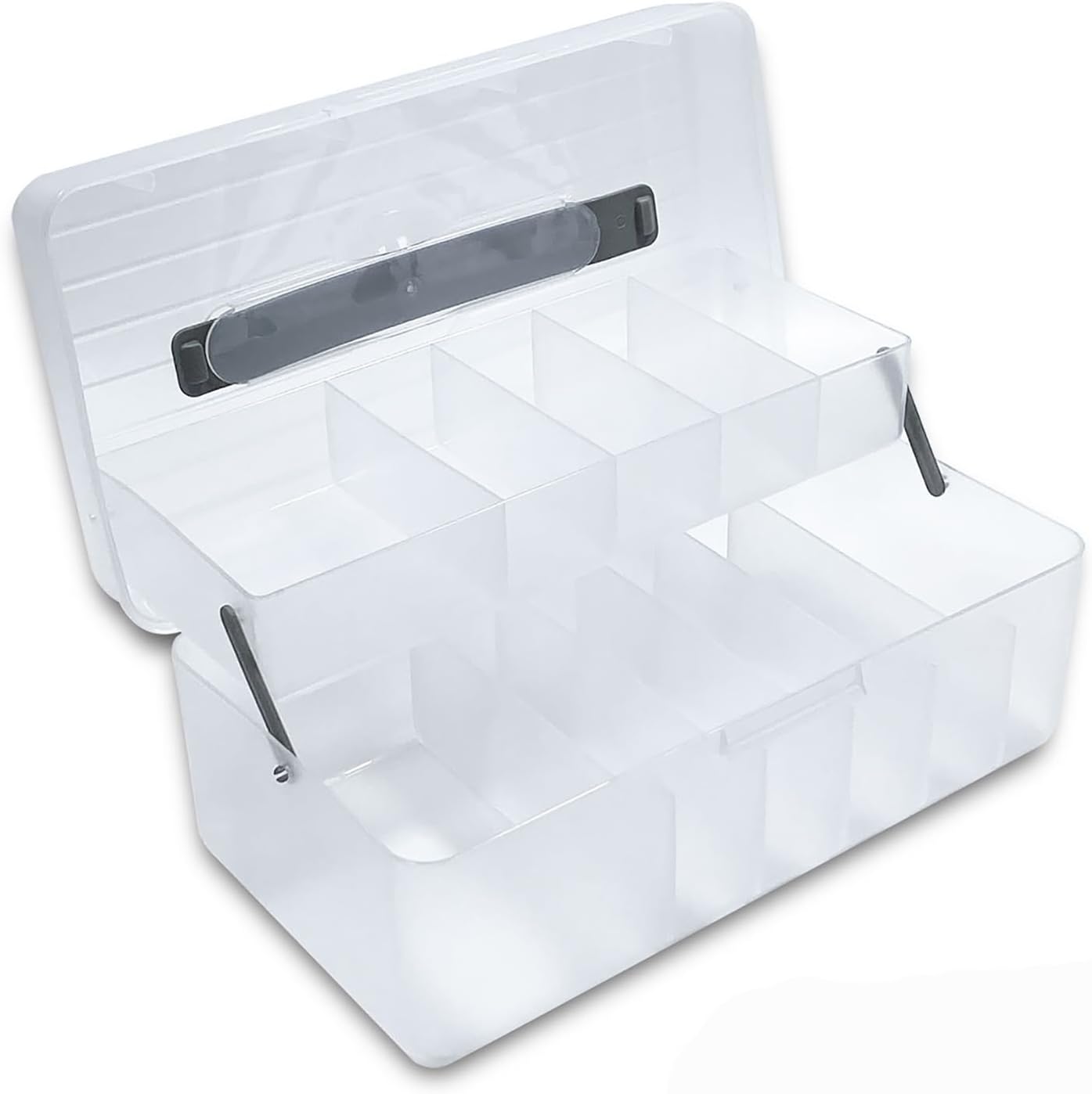 Large Bandage Organizer with Lid, Plastic 2 Tiers Container for Home Medicine Cabinet, Office, School Use, Bandaid Storage Holder for Fabric Adhesive Strip, Medical Elastic Wrap