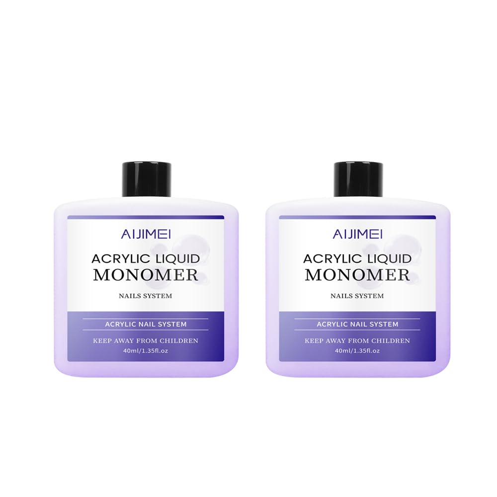 AIJIMEI Acrylic Liquid Monomer for Long Lasting 40ml Acrylic Liquid Professional Nail Art Supplies Suitable for Salon and Home (2pcs)